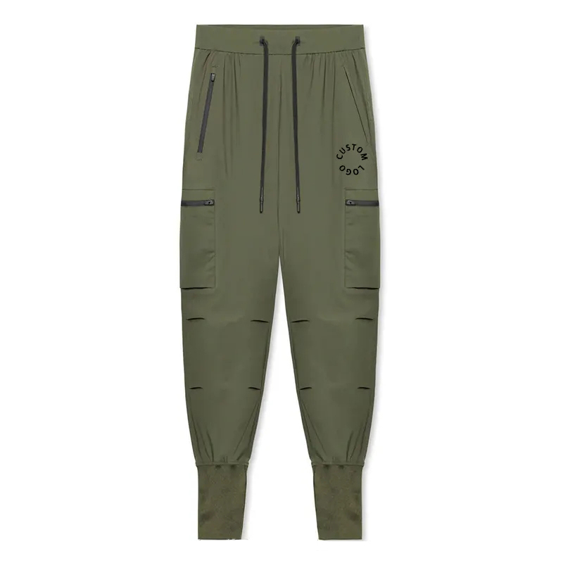 Custom Logo Men Jogging Gym Training Cargo Pants Durable 4-way Stretch Water-resistant Lightweight High Rib Jogger Cargo Pocket