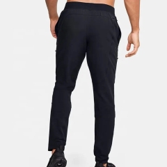 Custom Design Nylon 4- Way Stretch Gym Track Pants Zipper Pockets Contrast Seam Running Sports Wear Jogger Men