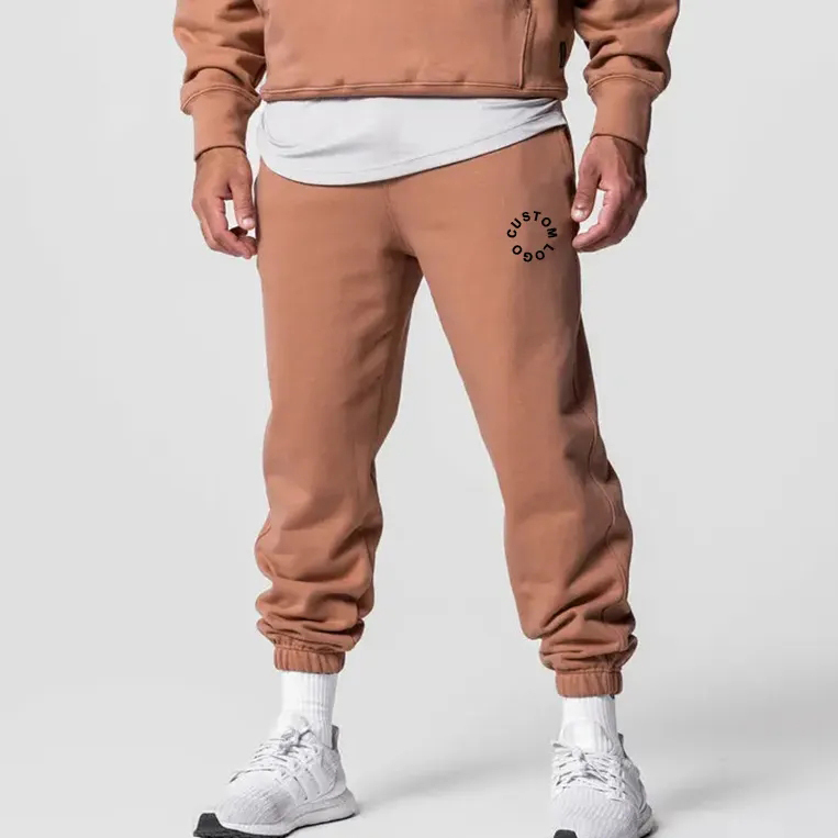 Custom Logo Private Label Fleece Drawstring Waist Loose Sweatpants 100% Cotton Oversized Gym Sports Running Jogger Men