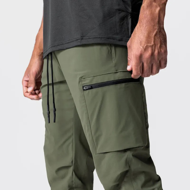 Custom Logo Men Jogging Gym Training Cargo Pants Durable 4-way Stretch Water-resistant Lightweight High Rib Jogger Cargo Pocket