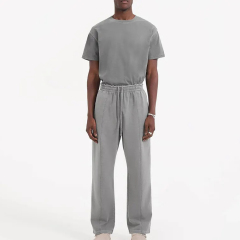 High Quality Custom Boxy Oversized Washed Sweat Pants Joggers Manufacturer Acid Wash Wide Leg Heavyweight 400gsm Sweatpants Men