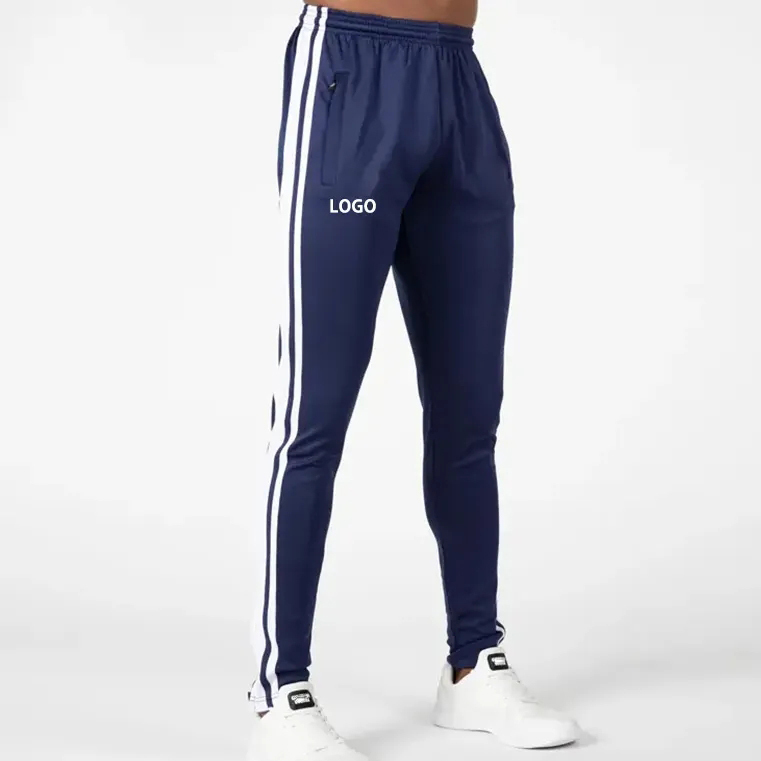 Custom Logo Blank Slim Fit Activewear Quick Dry Sweat Wicking 4 Way Stretch Side Stripe Gym Training Track Pants Men Gym Joggers