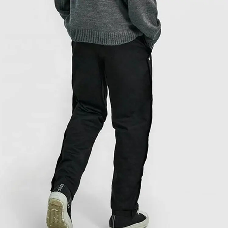 Men Custom Embroidery Straight Leg Relaxed Fit Sports Joggers Casual Street Wear Twill Side Popper Trouser With Pockets