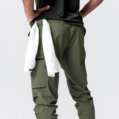 Custom Logo Men Jogging Gym Training Cargo Pants Durable 4-way Stretch Water-resistant Lightweight High Rib Jogger Cargo Pocket