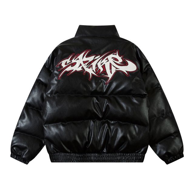 Streetwear letter flame bread jacket for men and women loose thickened down jacket