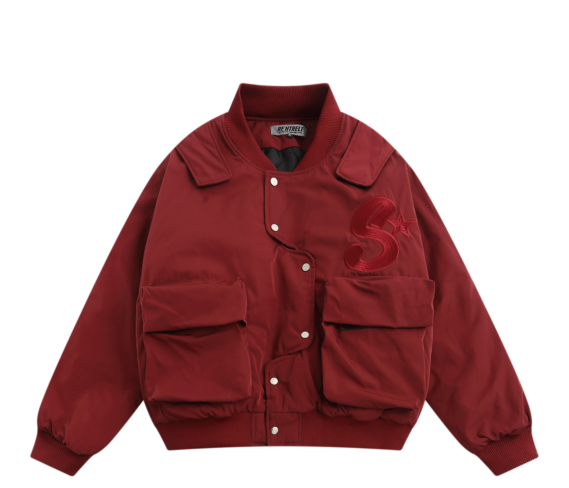 Winter letter embroidered quilted baseball uniform unisex casual workwear jacket