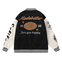 Retro Heavy Industry Towel Embroidered Baseball Jacket Unisex Loose Jacket