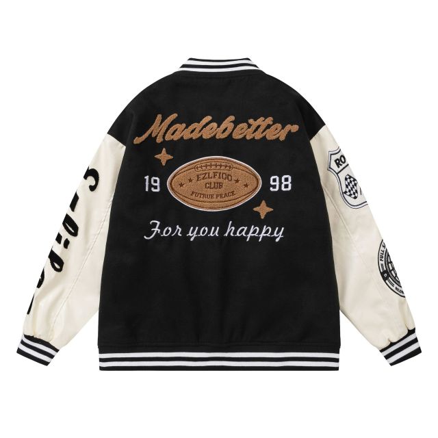 Retro Heavy Industry Towel Embroidered Baseball Jacket Unisex Loose Jacket