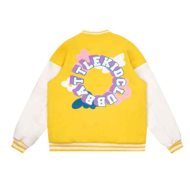 Retro towel embroidered baseball jacket unisex loose couple thickened cotton jacket