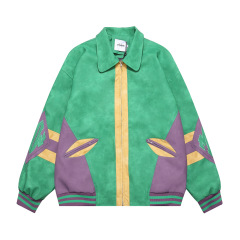 Embroidery Logo Leather Baseball Bomber Leather Varsities Jacket For Men
