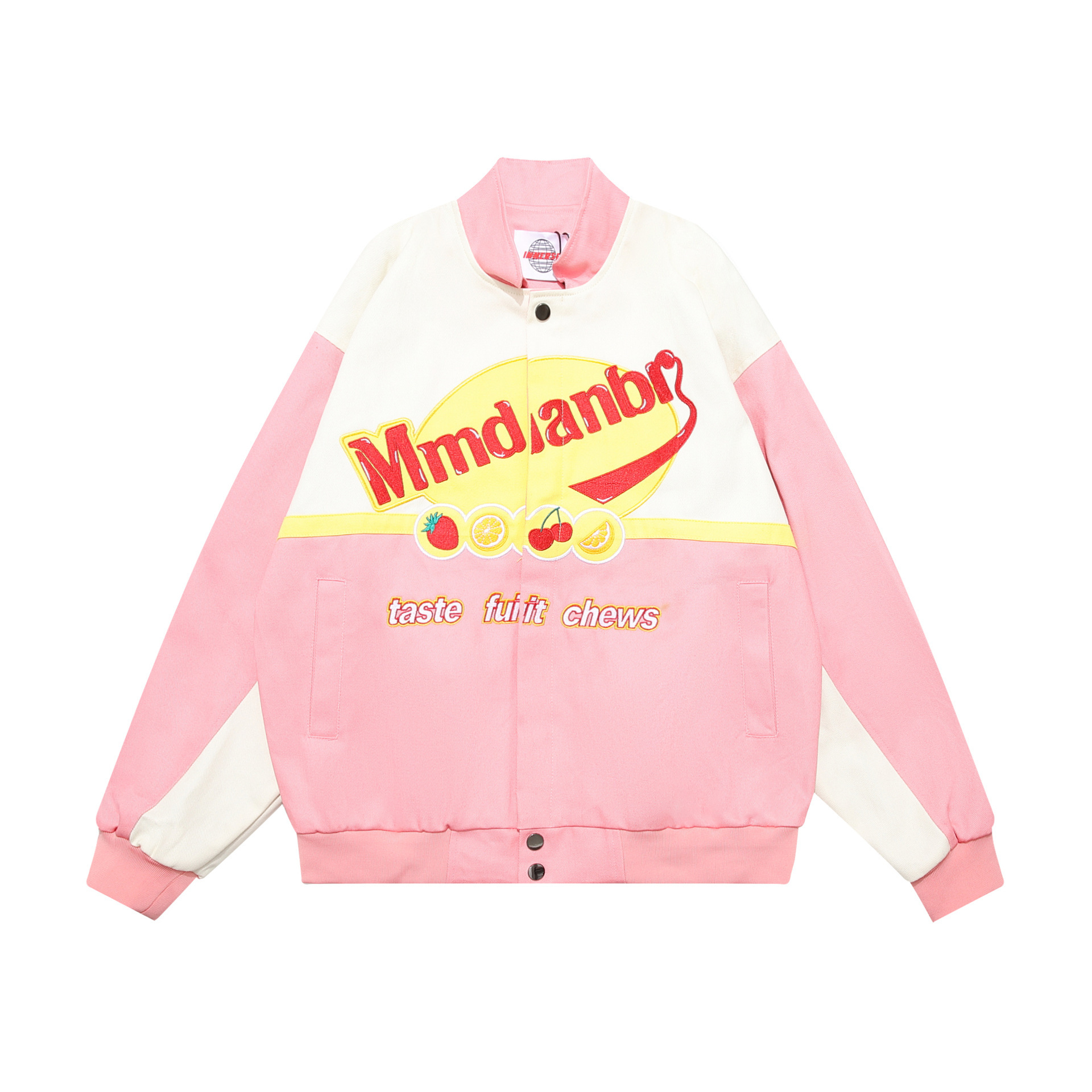 Retro stitching embroidered motorcycle baseball uniform hiphop street jacket