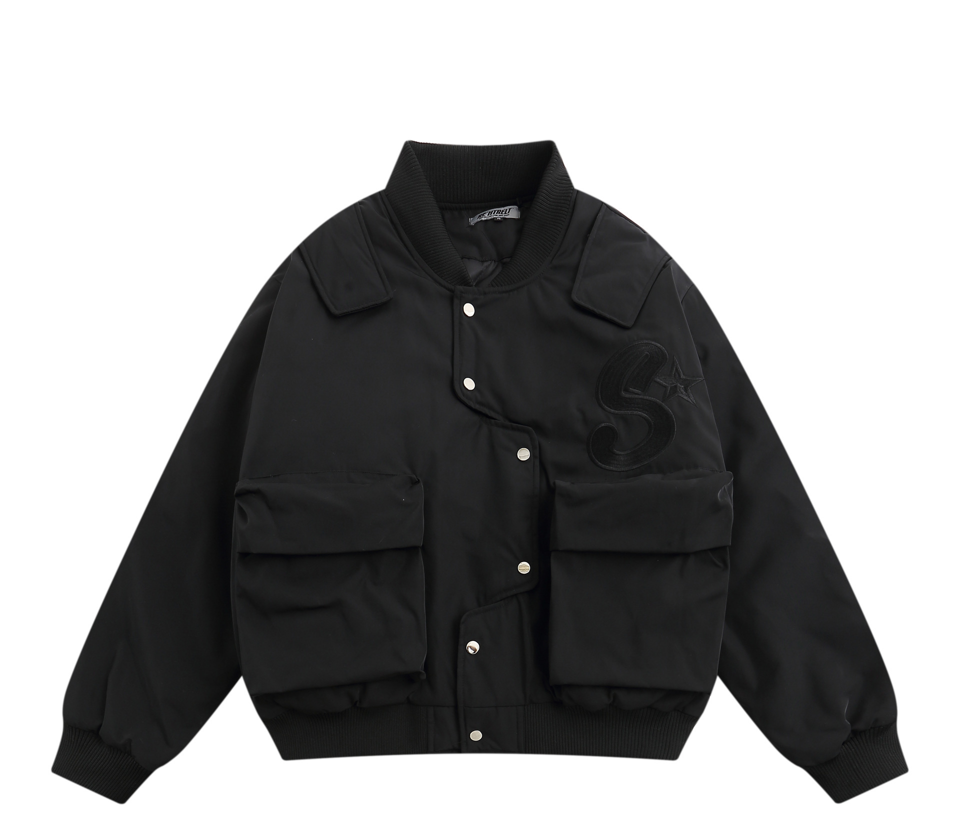 Winter letter embroidered quilted baseball uniform unisex casual workwear jacket
