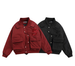 Winter letter embroidered quilted baseball uniform unisex casual workwear jacket