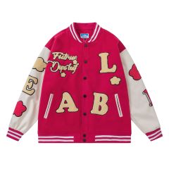 Vintage unisex loose embroidered baseball jacket coat