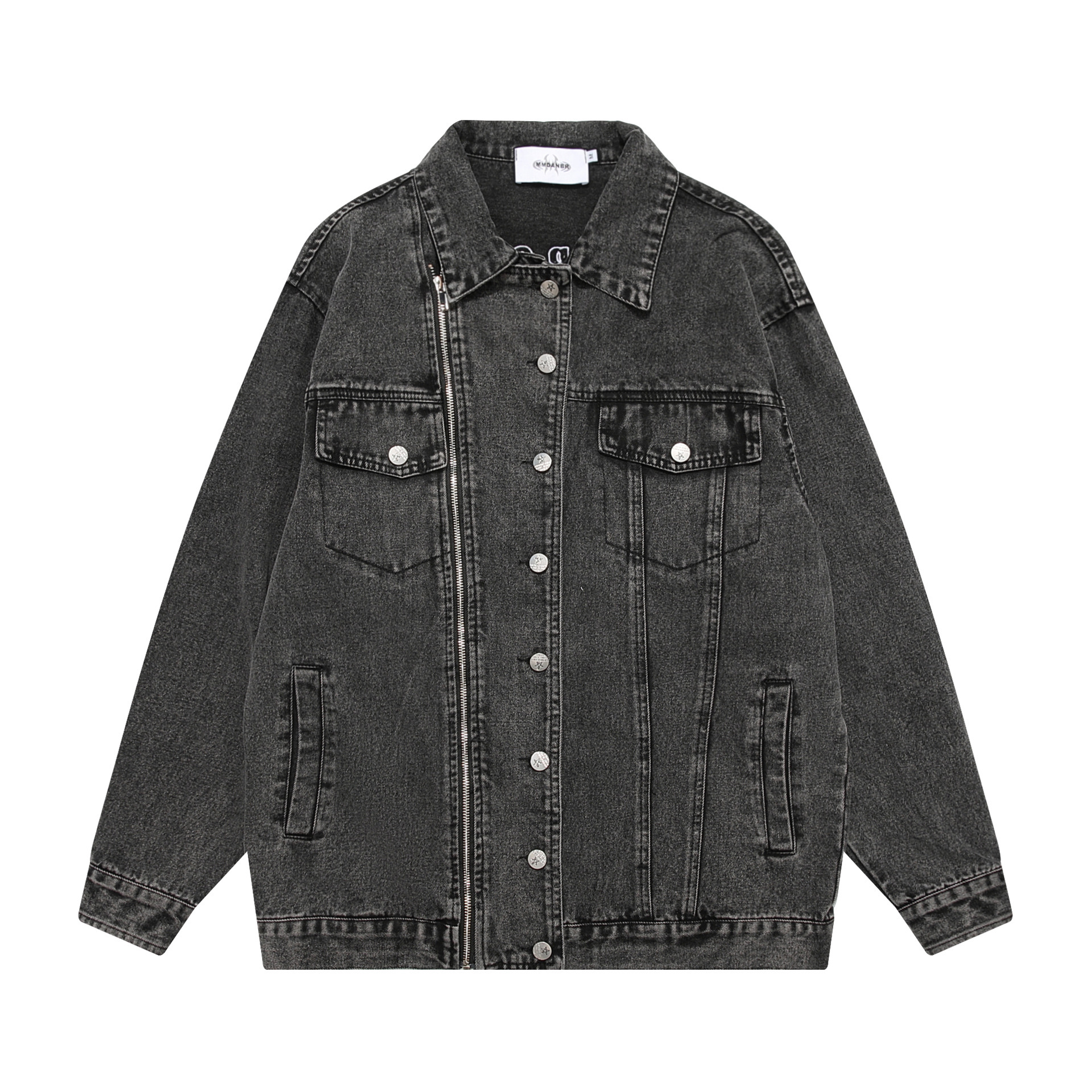Retro washed distressed denim jacket loose versatile casual lapel jacket