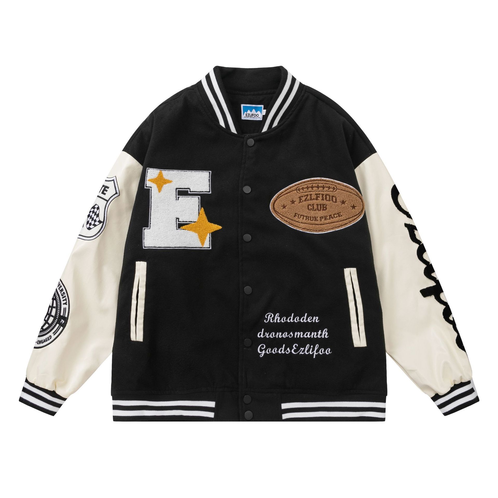 Retro Heavy Industry Towel Embroidered Baseball Jacket Unisex Loose Jacket