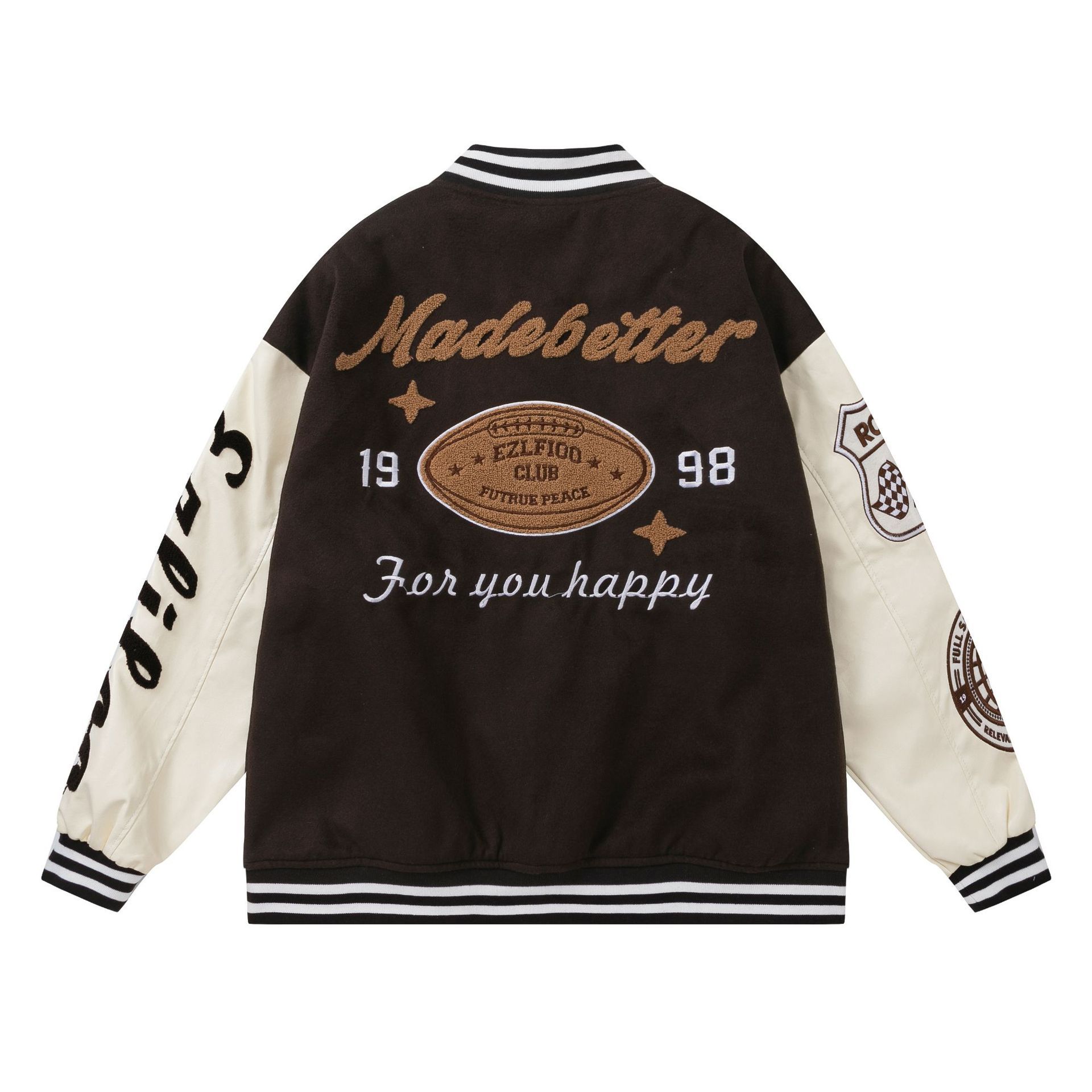 Retro Heavy Industry Towel Embroidered Baseball Jacket Unisex Loose Jacket