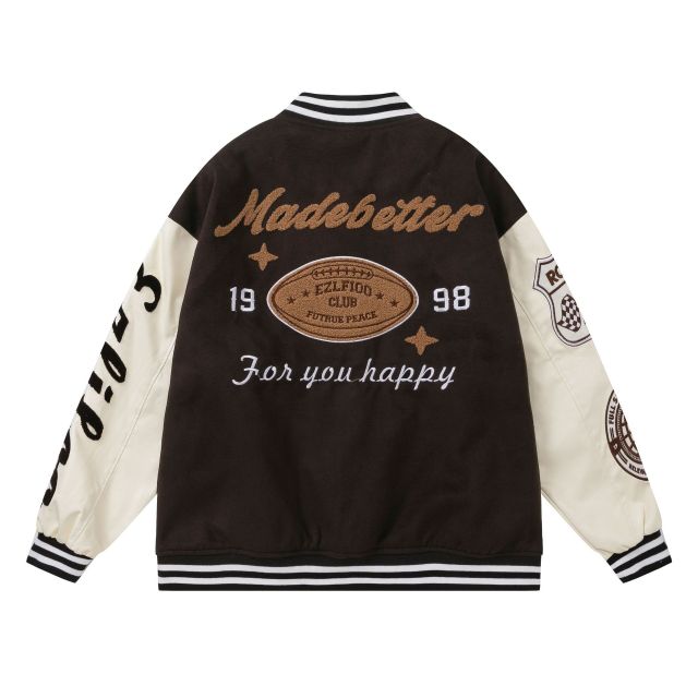 Retro Heavy Industry Towel Embroidered Baseball Jacket Unisex Loose Jacket