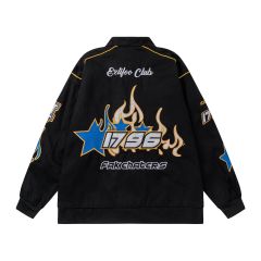 Streetwear Motorcycle Jackets Unisex Racing Wear Letter Embroidered Jackets