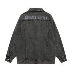 Retro washed distressed denim jacket loose versatile casual lapel jacket