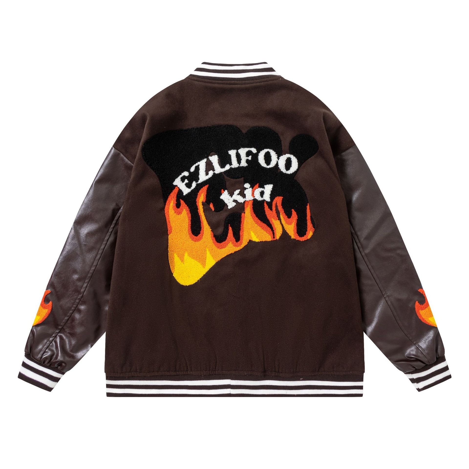 Streetwear Towel Embroidered Colorblock Baseball Jacket Unisex New Autumn and Winter Jacket