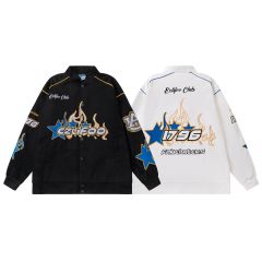 Streetwear Motorcycle Jackets Unisex Racing Wear Letter Embroidered Jackets