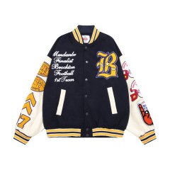 Retro college style baseball uniforms for men and women terry embroidered jackets