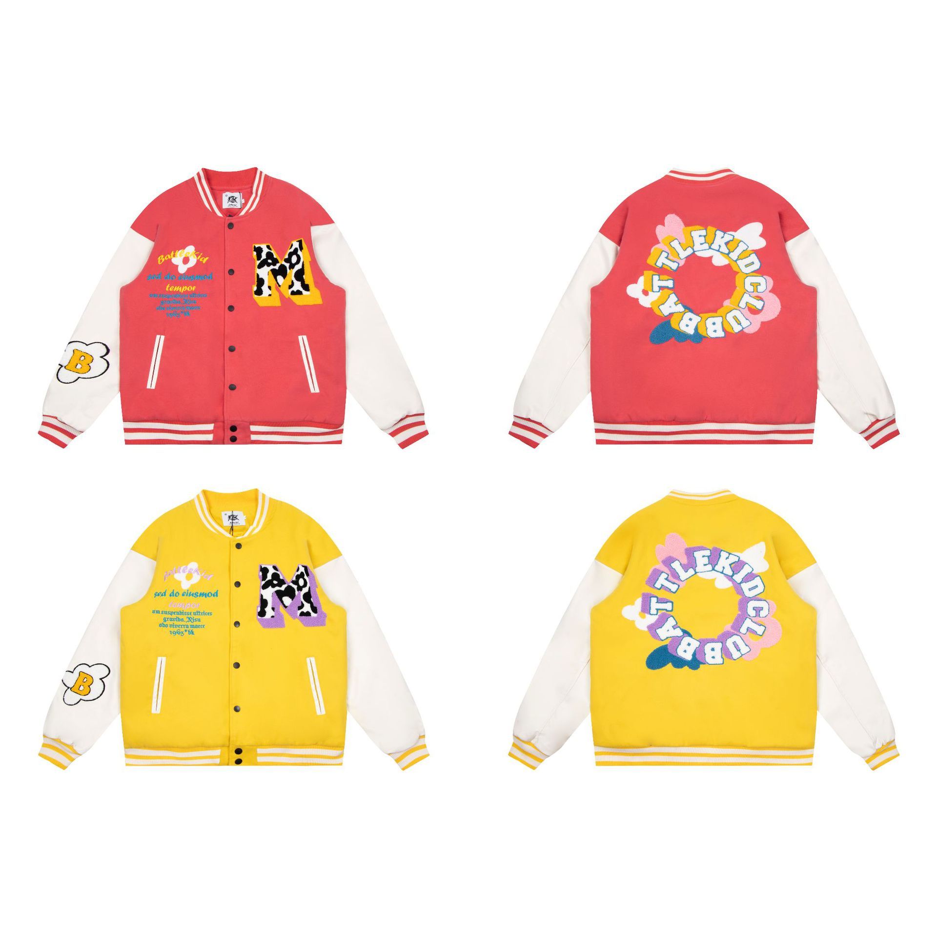 Retro towel embroidered baseball jacket unisex loose couple thickened cotton jacket