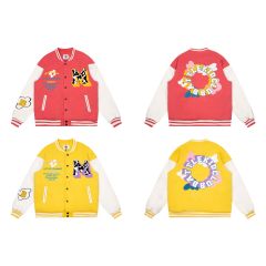 Retro towel embroidered baseball jacket unisex loose couple thickened cotton jacket