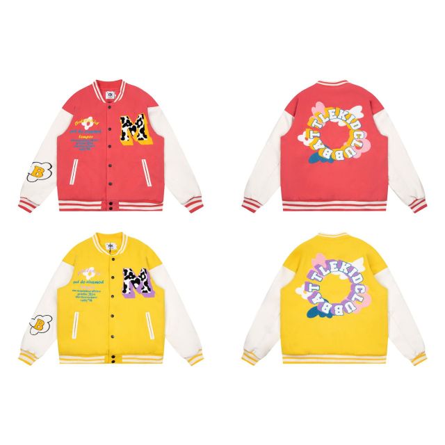 Retro towel embroidered baseball jacket unisex loose couple thickened cotton jacket