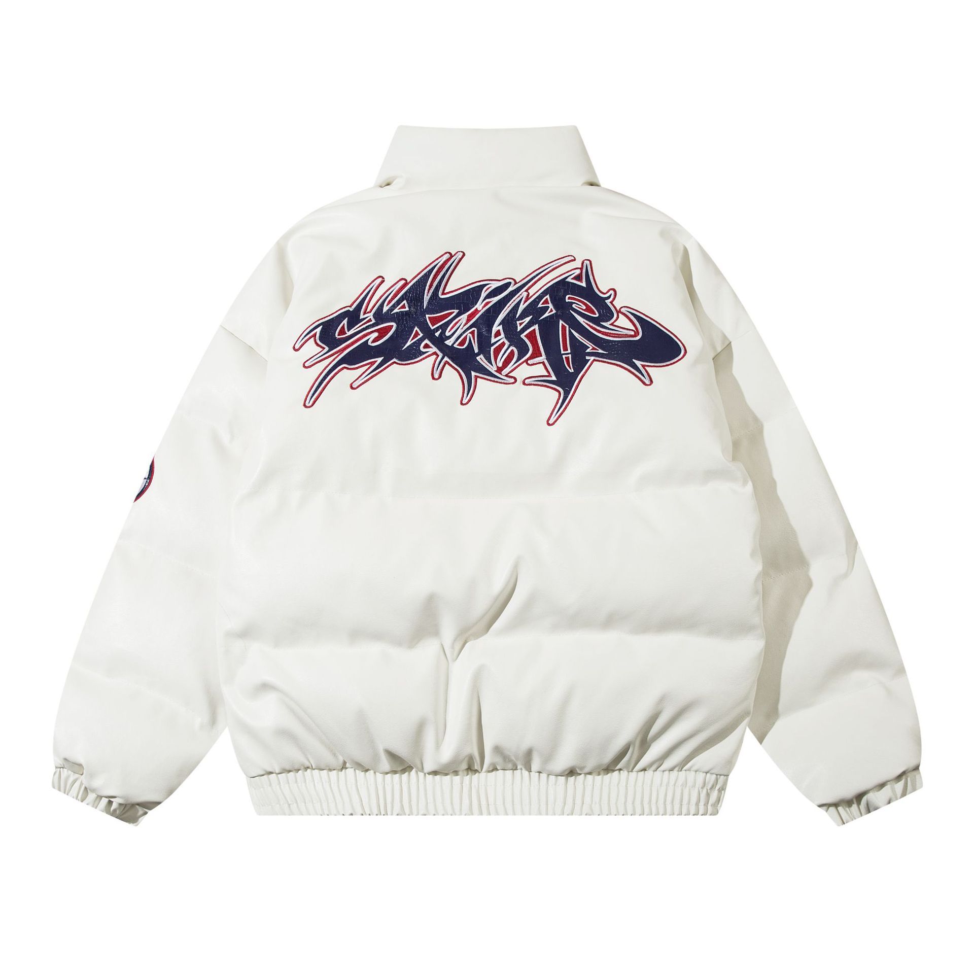 Streetwear letter flame bread jacket for men and women loose thickened down jacket