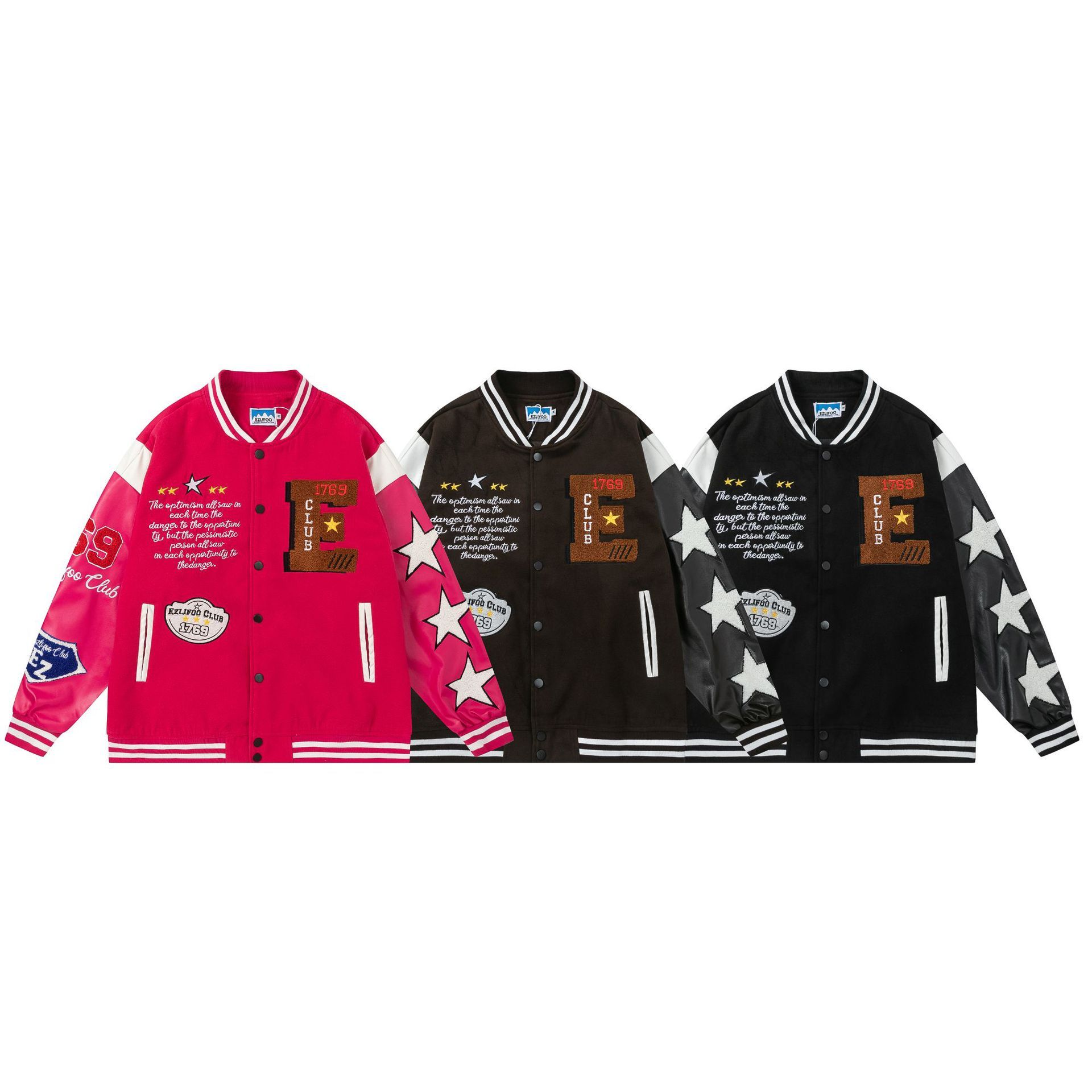 Streetwear letter towel embroidered patchwork baseball uniform unisex trendy brand loose jacket