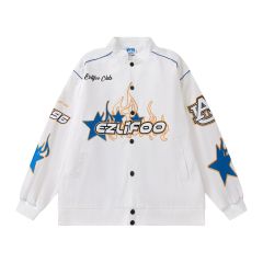 Streetwear Motorcycle Jackets Unisex Racing Wear Letter Embroidered Jackets