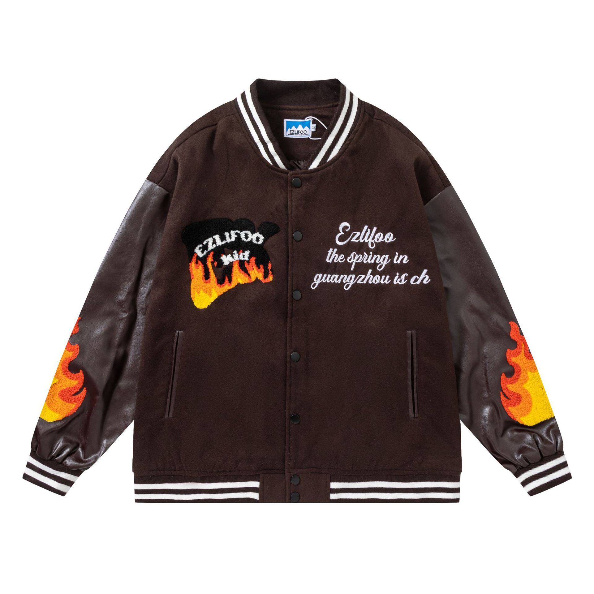 Streetwear Towel Embroidered Colorblock Baseball Jacket Unisex New Autumn and Winter Jacket