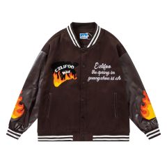 Streetwear Towel Embroidered Colorblock Baseball Jacket Unisex New Autumn and Winter Jacket