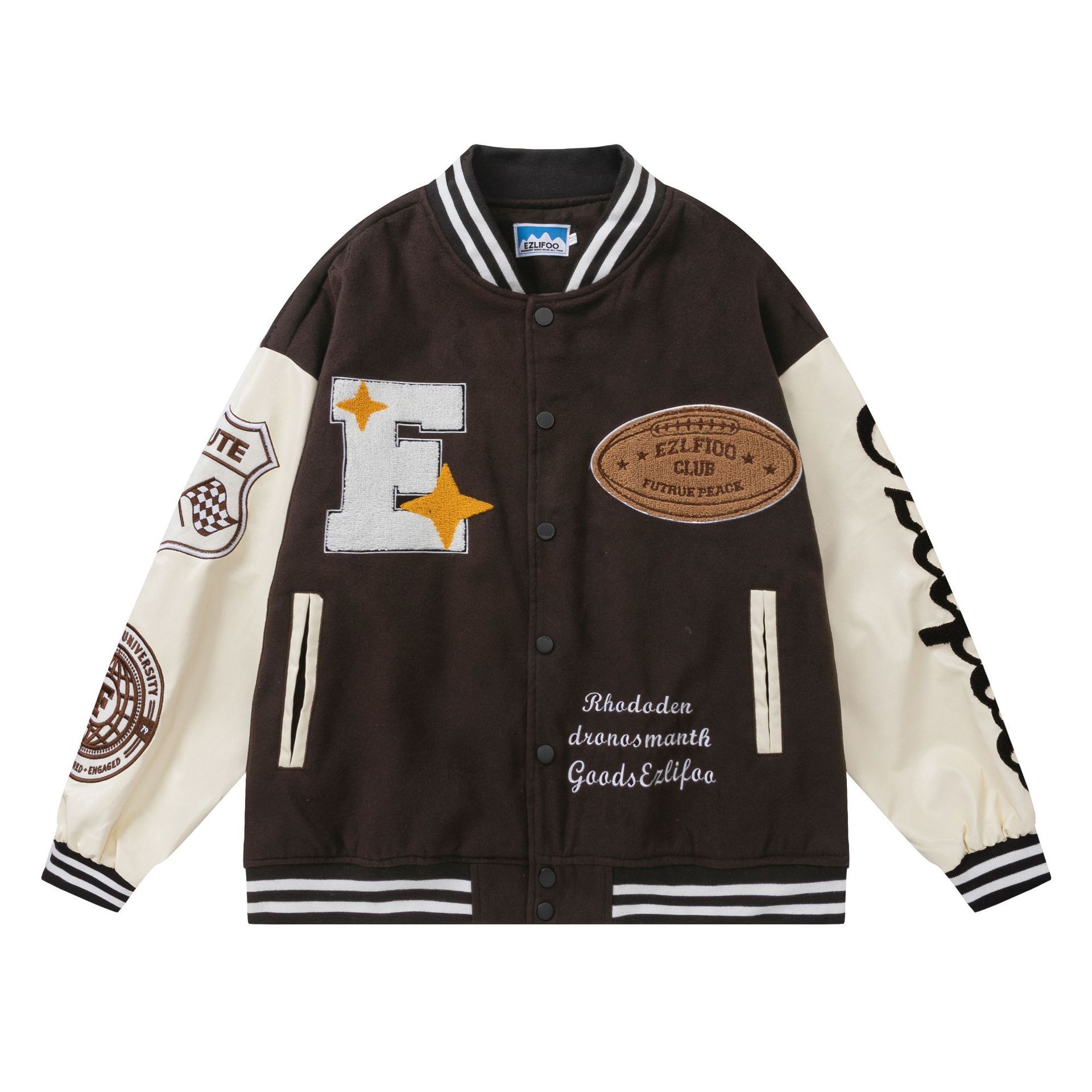 Retro Heavy Industry Towel Embroidered Baseball Jacket Unisex Loose Jacket