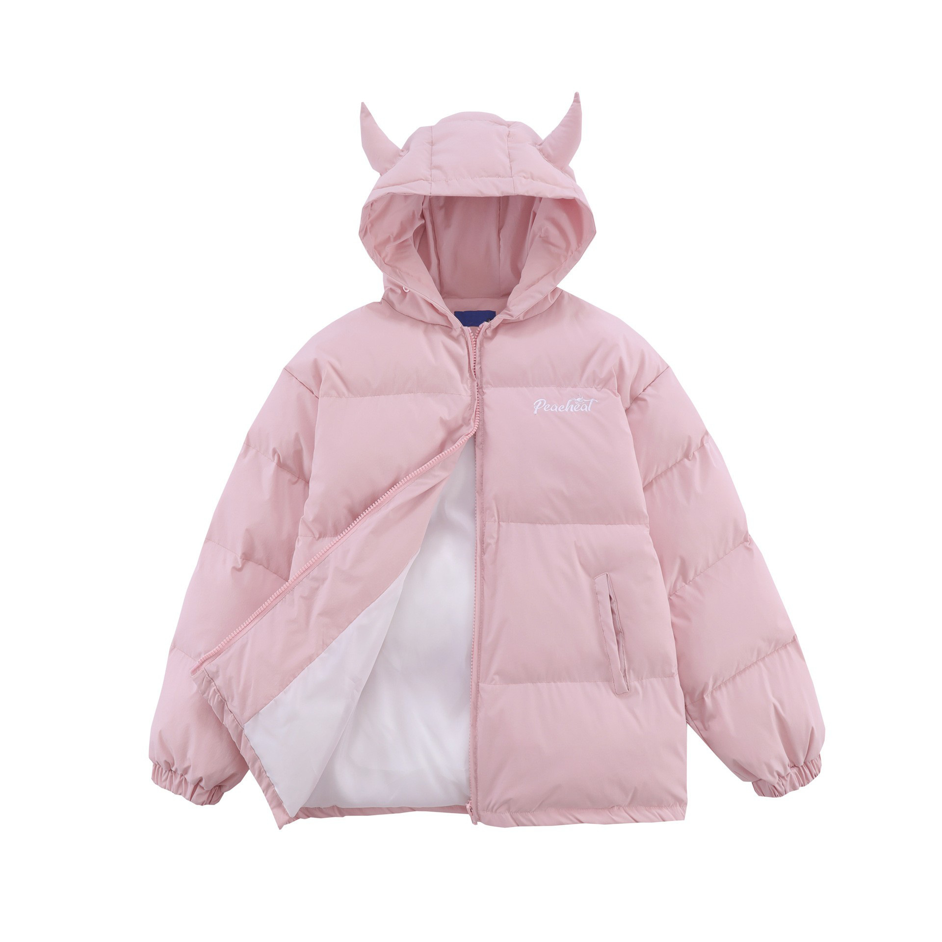 Streetwear Cornered Windproof Mask Hooded Padded Jacket Unisex Loose Down Jacket