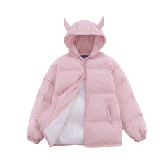 Streetwear Cornered Windproof Mask Hooded Padded Jacket Unisex Loose Down Jacket