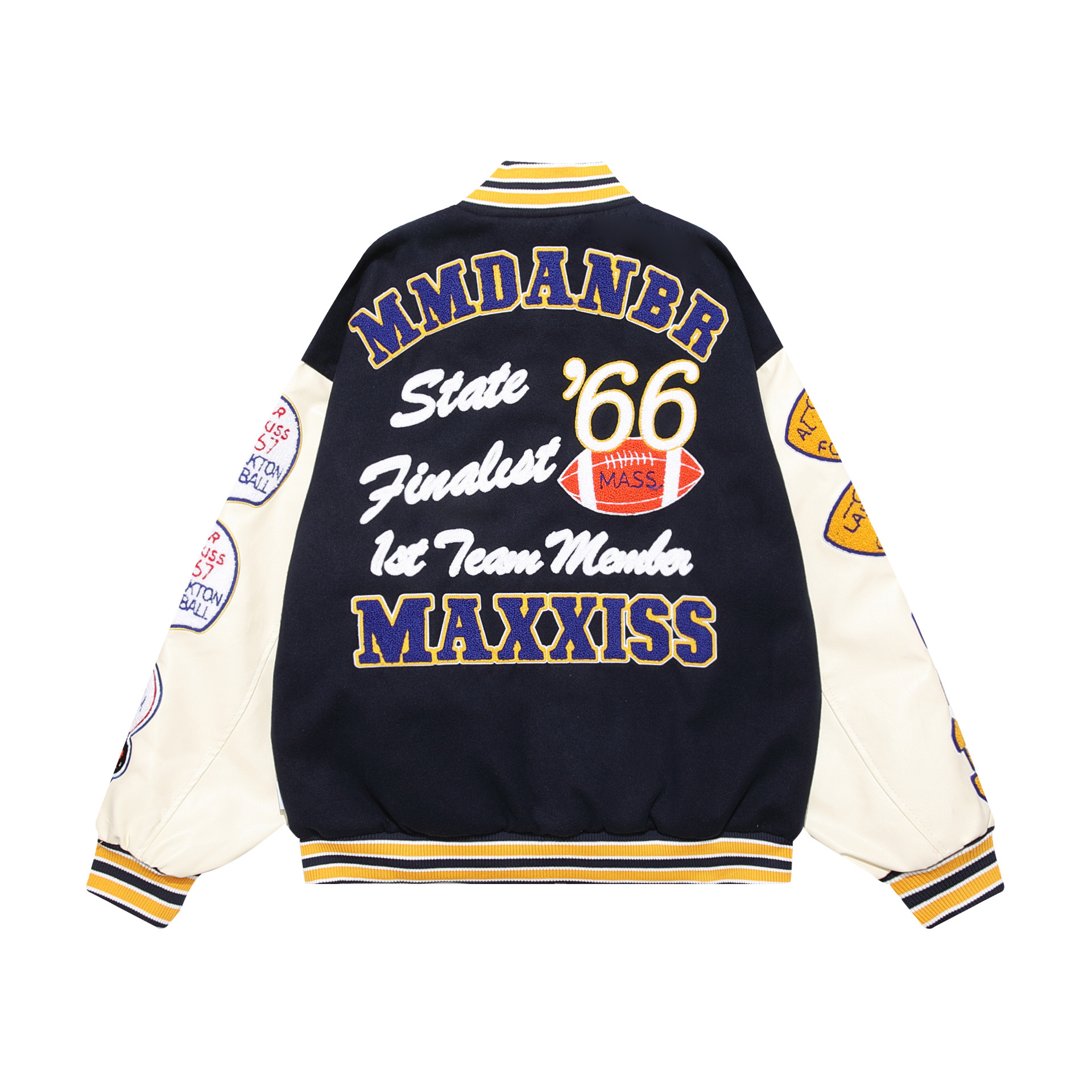 Retro college style baseball uniforms for men and women terry embroidered jackets