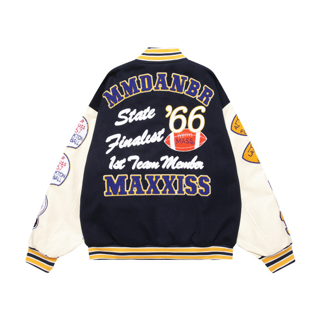 Retro college style baseball uniforms for men and women terry embroidered jackets