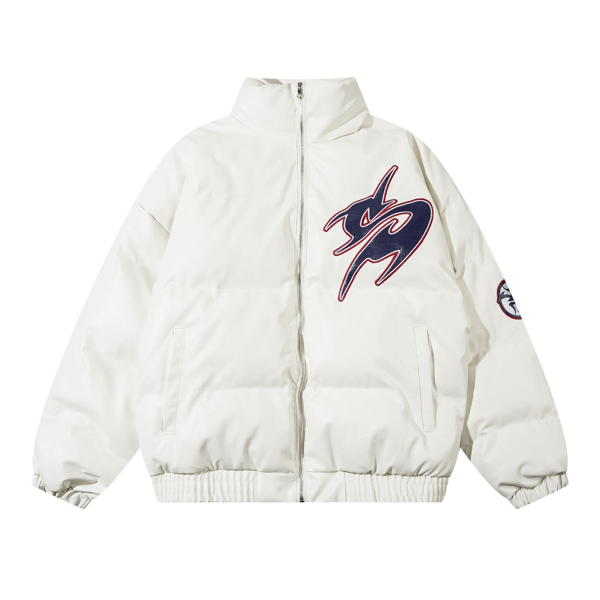 Streetwear letter flame bread jacket for men and women loose thickened down jacket
