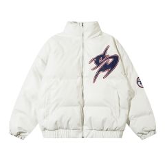 Streetwear letter flame bread jacket for men and women loose thickened down jacket