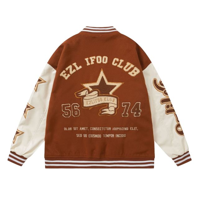 Vintage embroidered baseball uniform unisex loose outer jacket
