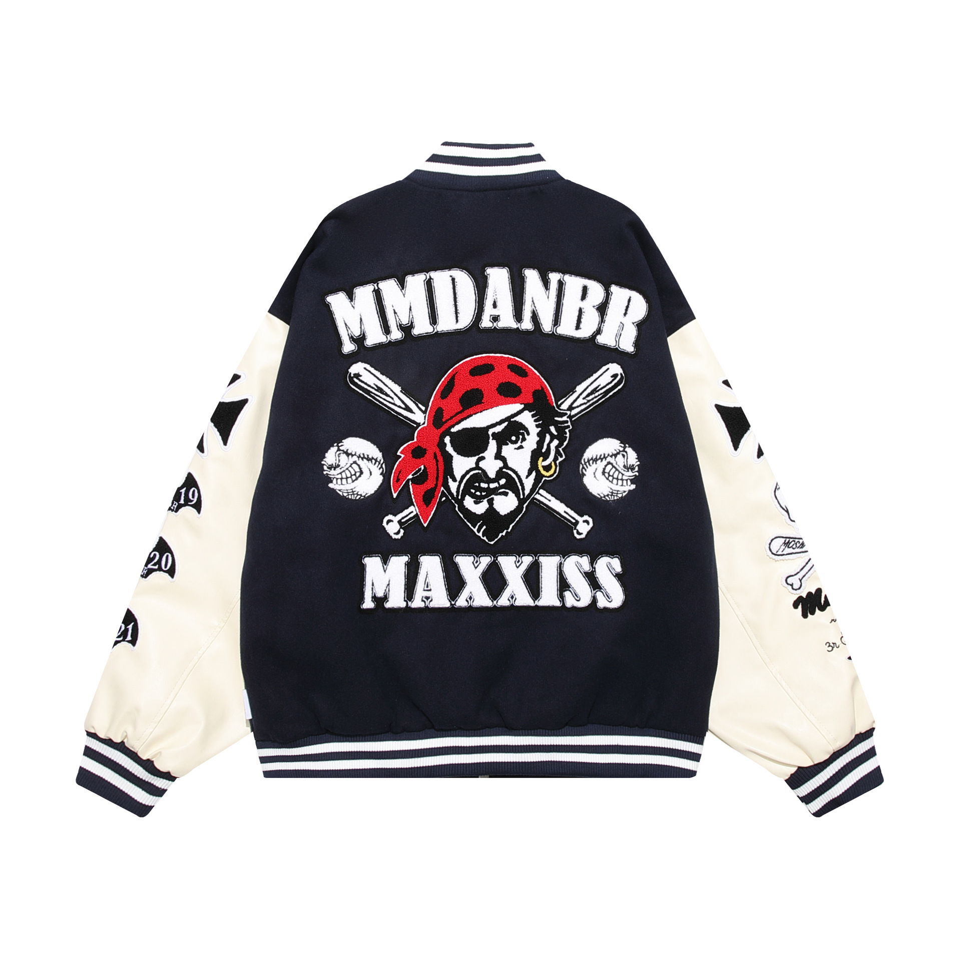 Retro hip-hop stitching contrast stand collar baseball uniform loose casual jacket