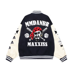 Retro hip-hop stitching contrast stand collar baseball uniform loose casual jacket