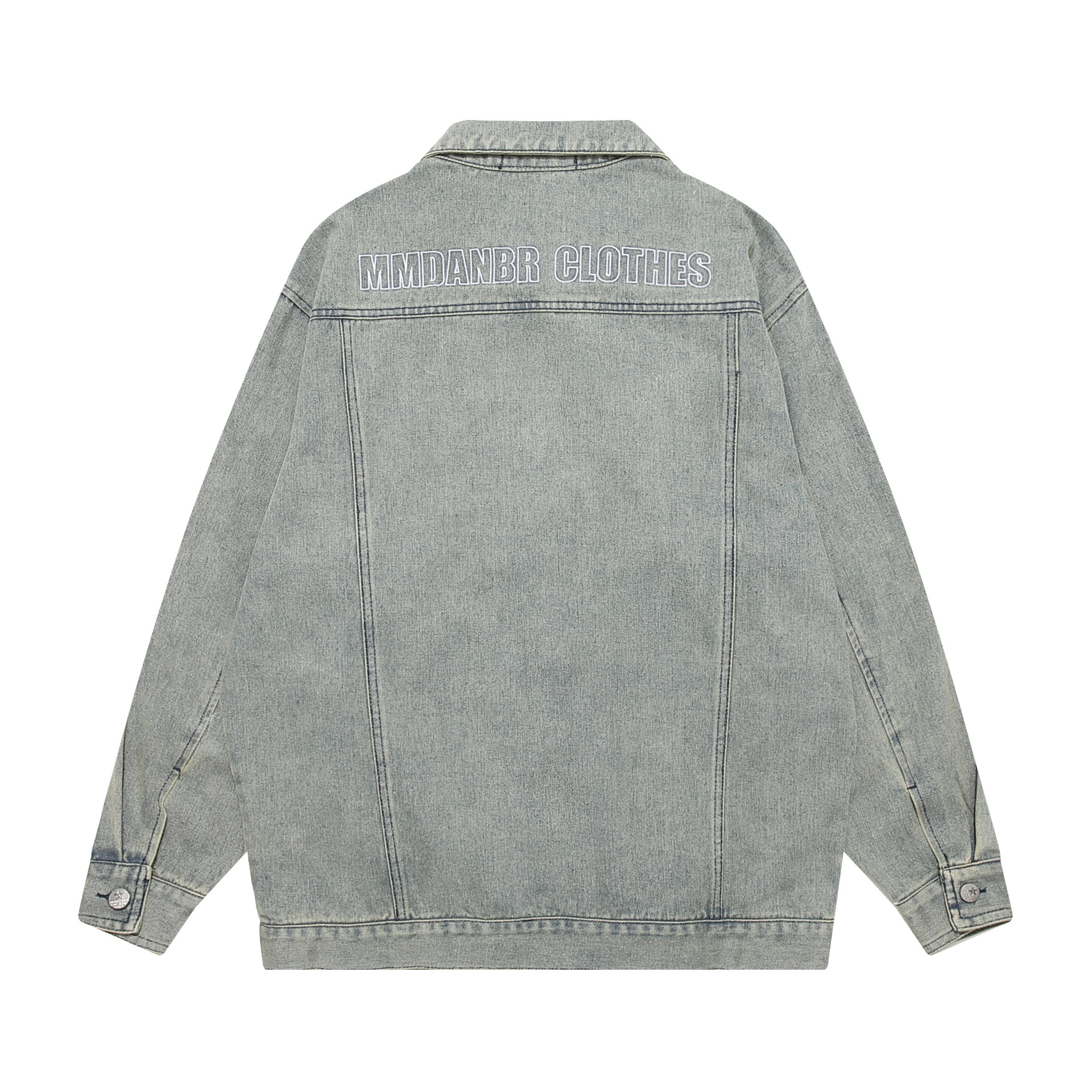 Retro washed distressed denim jacket loose versatile casual lapel jacket