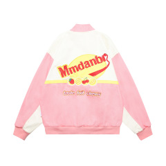 Retro stitching embroidered motorcycle baseball uniform hiphop street jacket