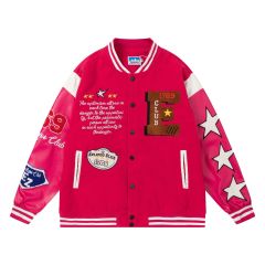 Streetwear letter towel embroidered patchwork baseball uniform unisex trendy brand loose jacket