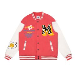 Retro towel embroidered baseball jacket unisex loose couple thickened cotton jacket