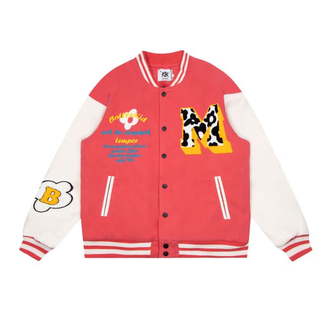 Retro towel embroidered baseball jacket unisex loose couple thickened cotton jacket
